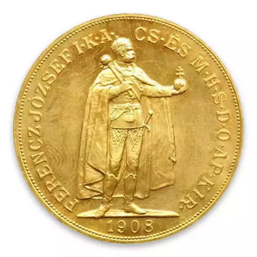 1908 100 Korona Austrian/Hungarian Empire Gold Coin (2)