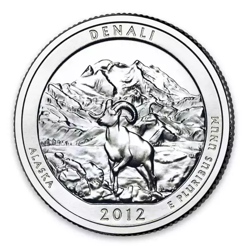2012 America the Beautiful 5oz Silver - Denali National Park and Preserve, AK with OGP