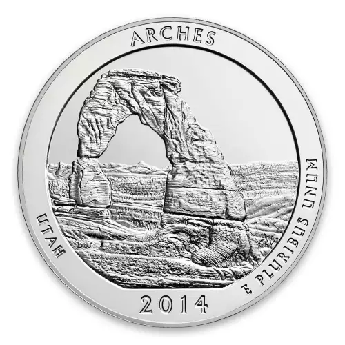 2014 America the Beautiful 5oz Silver - Arches National Park, UT NGC MS-69
