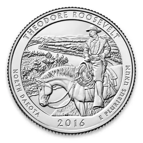 2016 America the Beautiful 5oz Silver - Theodore Roosevelt National Park, ND with OGP