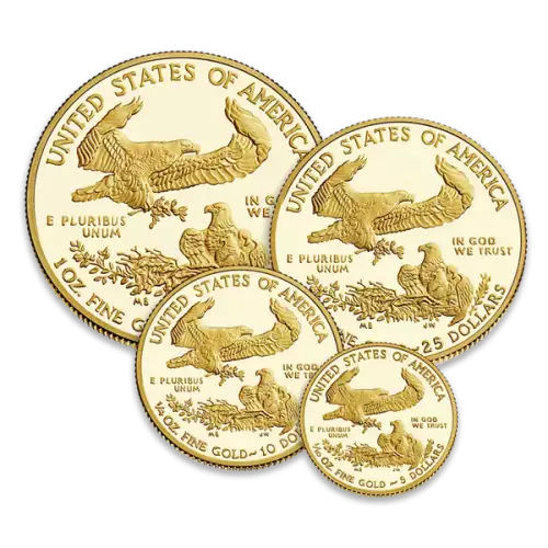 Four Coin Set - 1/10, 1/4, 1/2, 1 oz Gold Eagles Proof - Original Govt Packaging (3)
