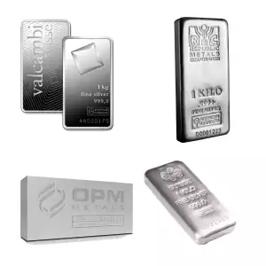 LBMA Approved 1kg silver bar - Various Mints (2)